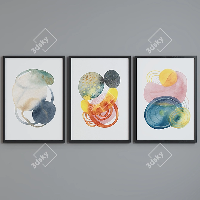 Modern Abstract Picture Frame Set 3D model image 3