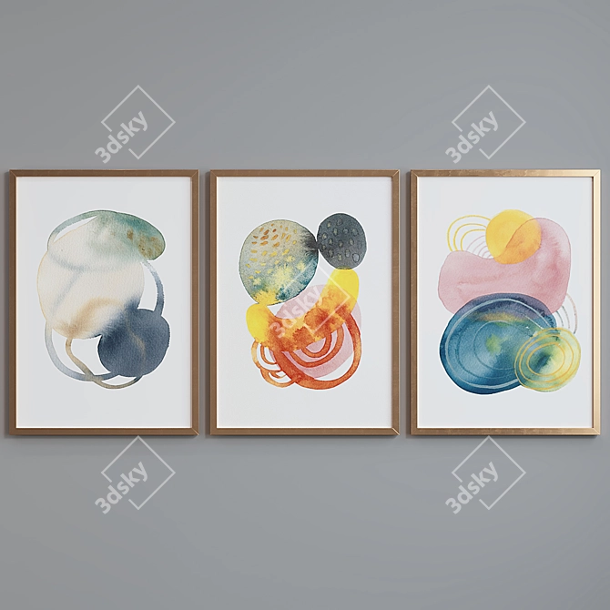 Modern Abstract Picture Frame Set 3D model image 4