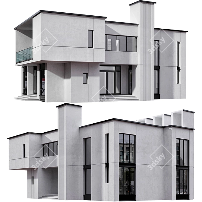 Contemporary Residential Building Design 3D model image 1