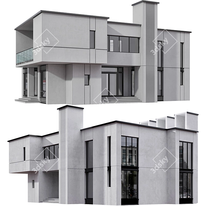 Contemporary Residential Building Design 3D model image 4