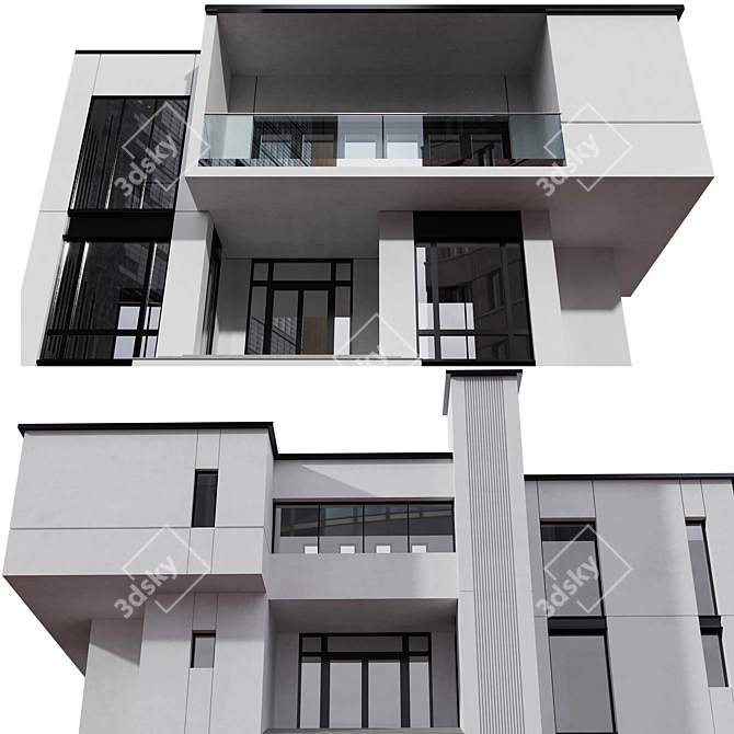 Contemporary Residential Building Design 3D model image 6