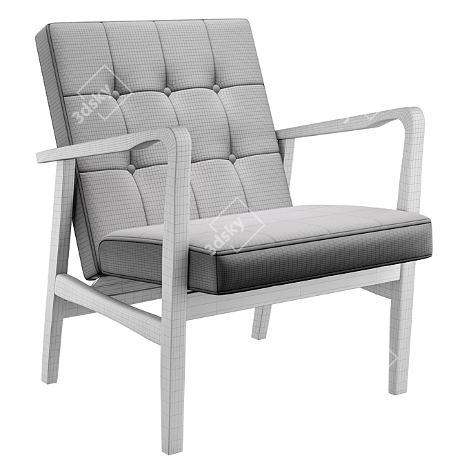 Mid-Century Leather Club Chair 3D model image 3