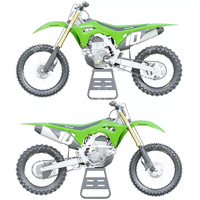 Kawasaki Motorcycle on Stand 3D model image 3