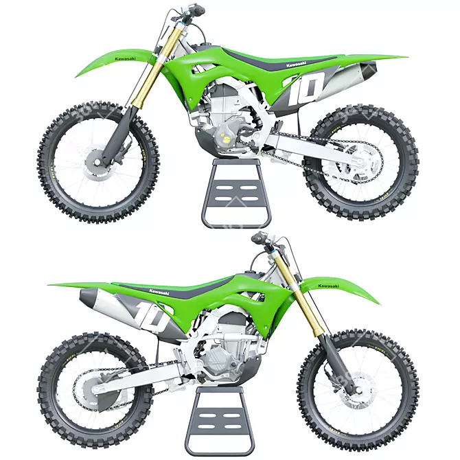 Kawasaki Motorcycle on Stand 3D model image 8