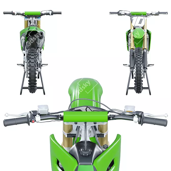 Kawasaki Motorcycle on Stand 3D model image 9