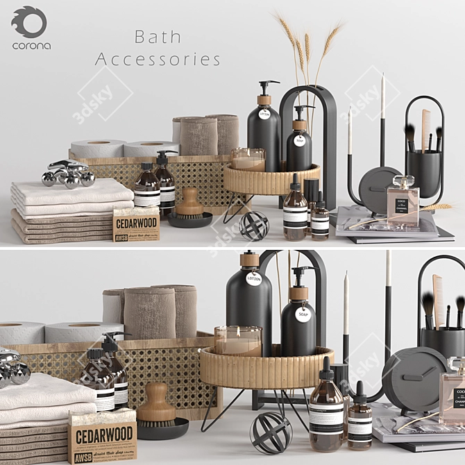 Realistic 3D Bath Accessories Model 3D model image 1