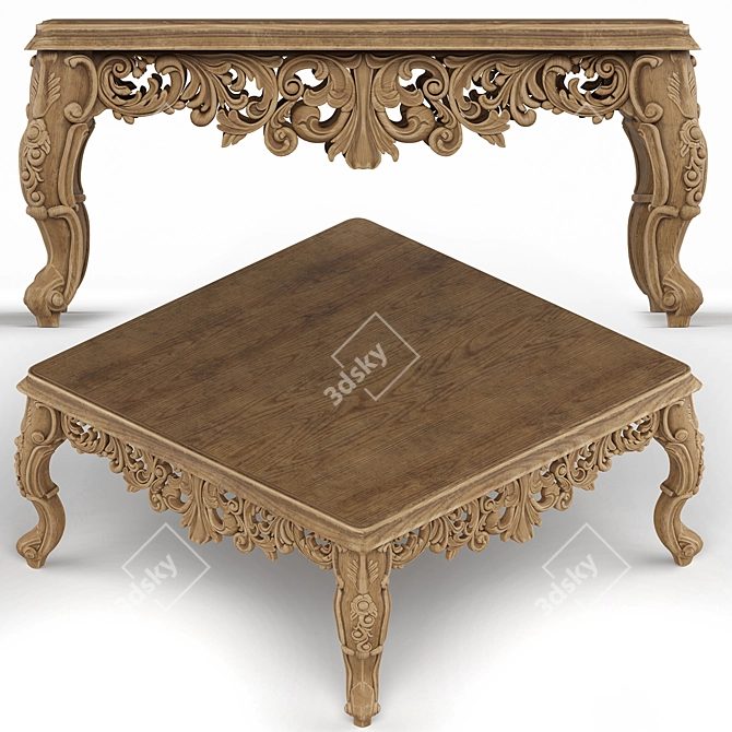  Modern Square Coffee Table 3D model image 2