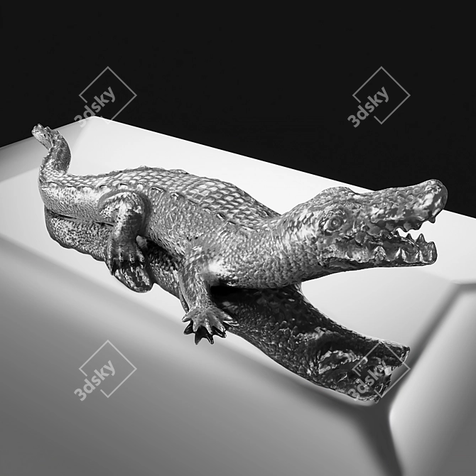 Eichholtz Rectangular Croc Jewelry Box 3D model image 4