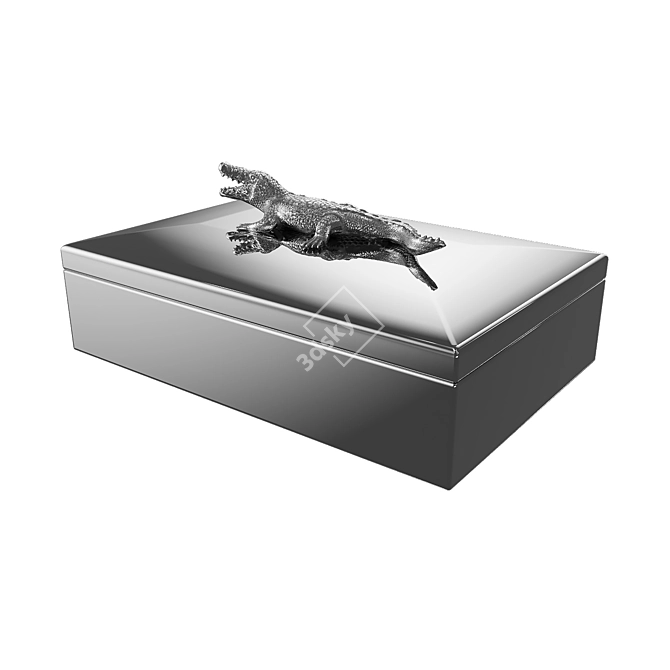 Eichholtz Rectangular Croc Jewelry Box 3D model image 6