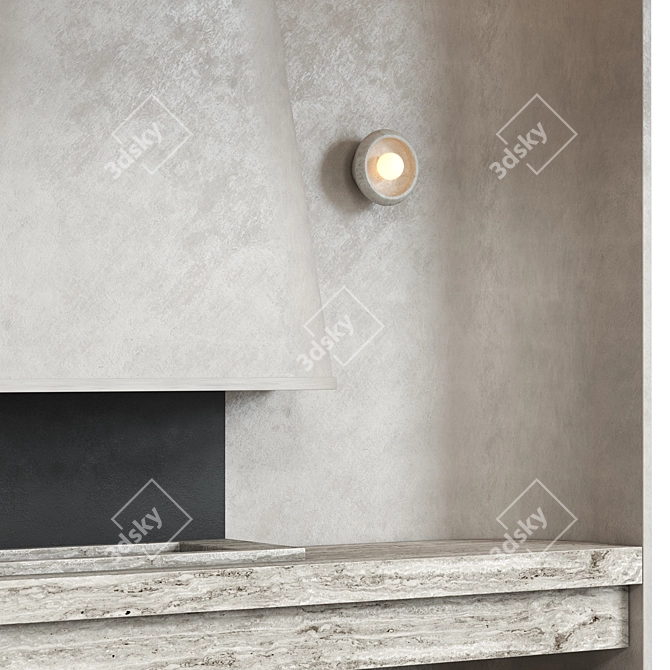 Travertine Fireplace Composition Ensemble 3D model image 3