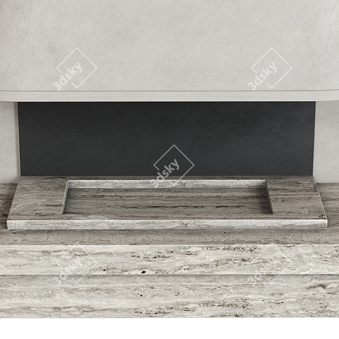 Travertine Fireplace Composition Ensemble 3D model image 4