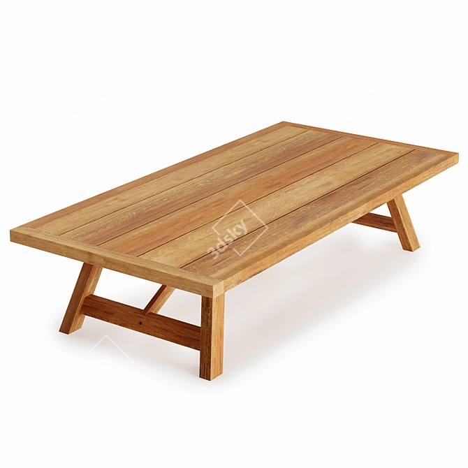 Elegant Basque Teak Coffee Table 3D model image 3