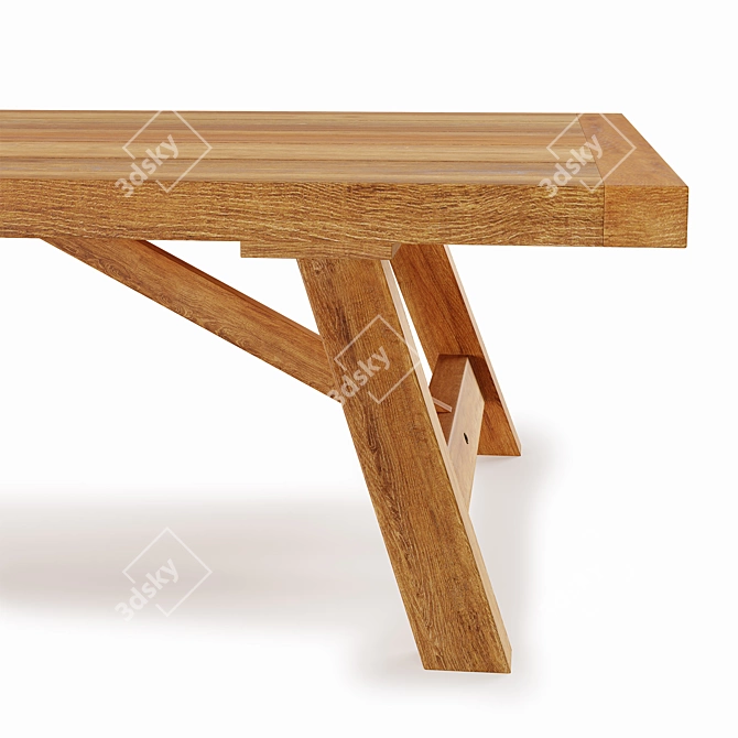 Elegant Basque Teak Coffee Table 3D model image 5