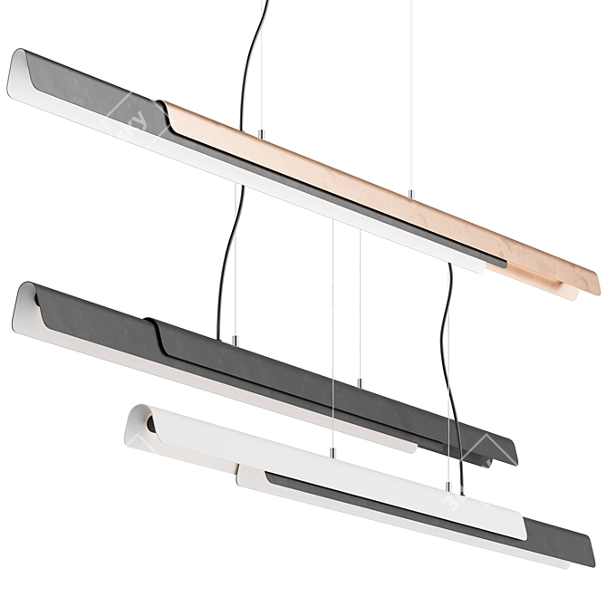 Modern Linear Pendant Light 3D model image 1