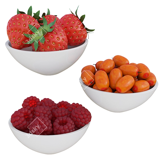 Berry Medley in Petite Bowls 3D model image 4