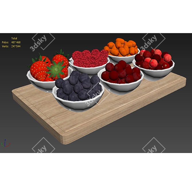 Berry Medley in Petite Bowls 3D model image 6