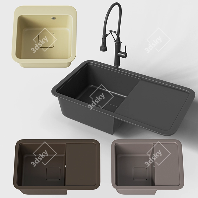 Omoikiri Tasogare Kitchen Sink 3D model image 1