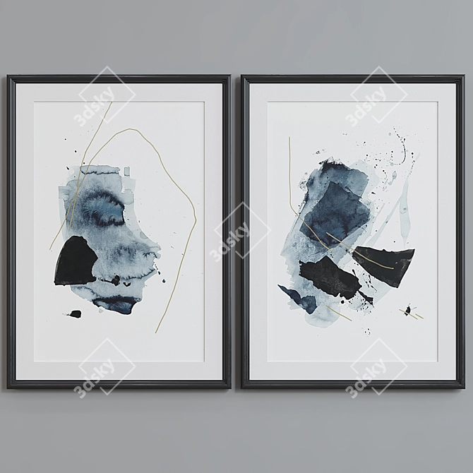 Modern Abstract Picture Frame Set 3D model image 2