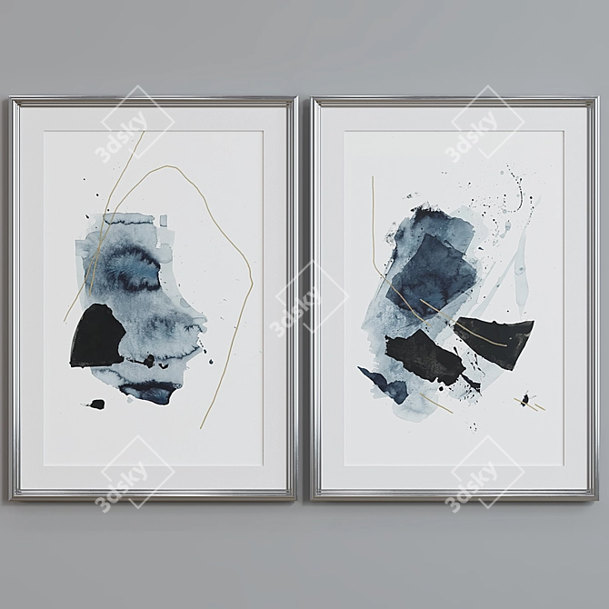 Modern Abstract Picture Frame Set 3D model image 4