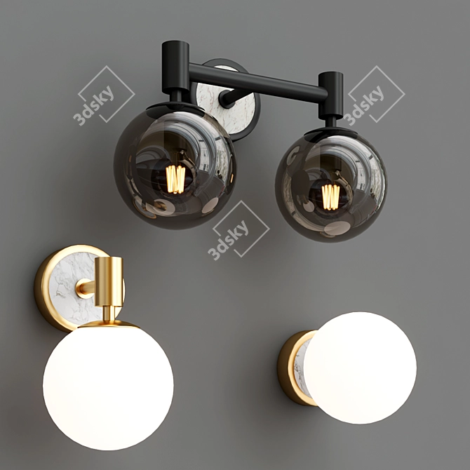  Modern Lunar Wall Lights Collection 3D model image 5