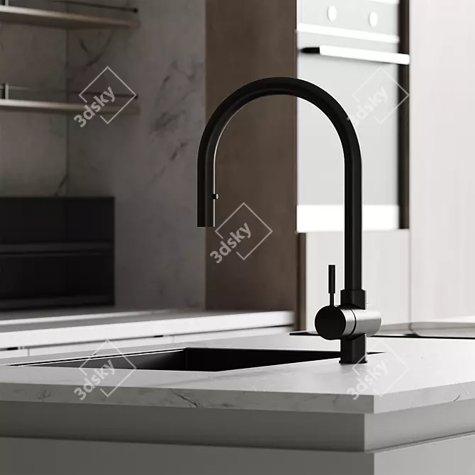 Minimalist Kitchen Design Set 3D model image 2