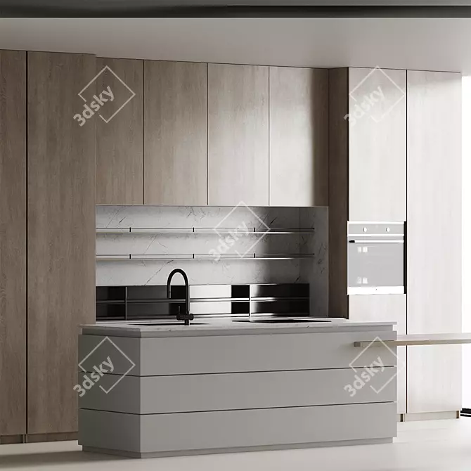 Minimalist Kitchen Design Set 3D model image 4