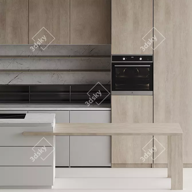 Minimalist Kitchen Design Set 3D model image 6