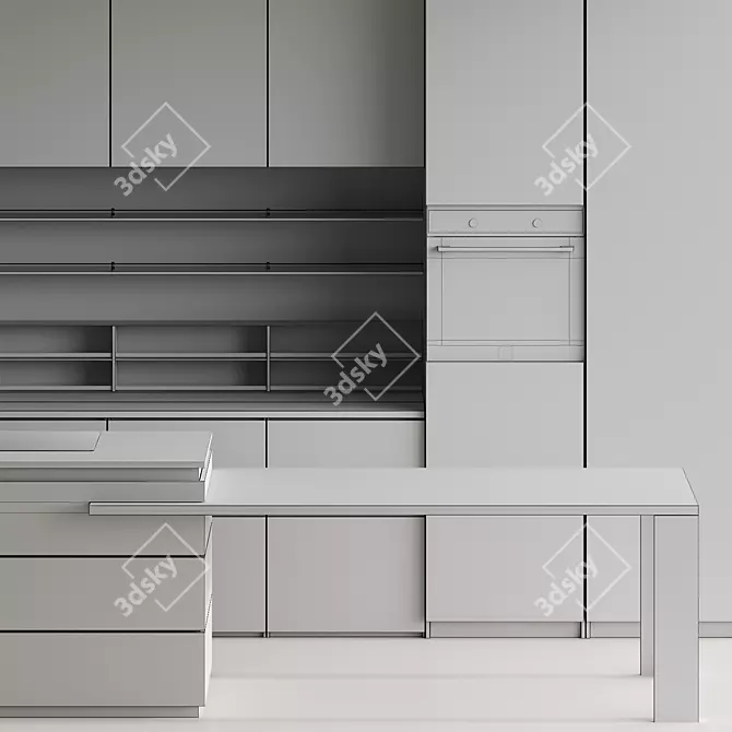 Minimalist Kitchen Design Set 3D model image 7