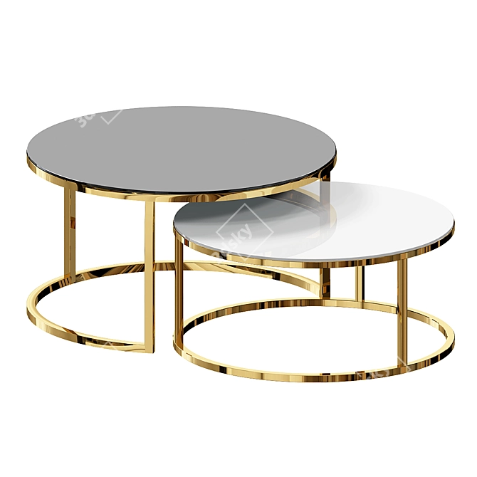 Contemporary Nesting Steel Coffee Table 3D model image 1