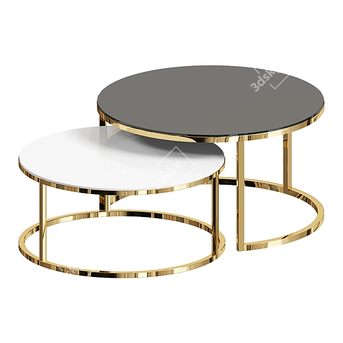 Contemporary Nesting Steel Coffee Table 3D model image 2