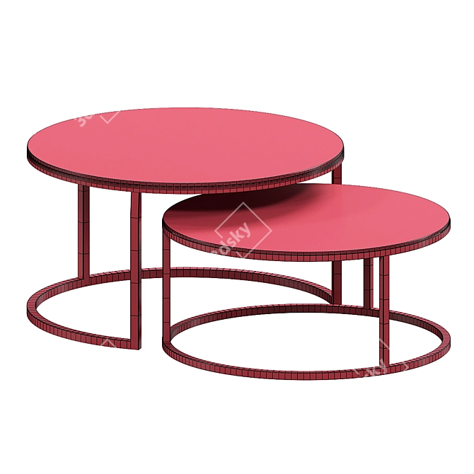 Contemporary Nesting Steel Coffee Table 3D model image 3