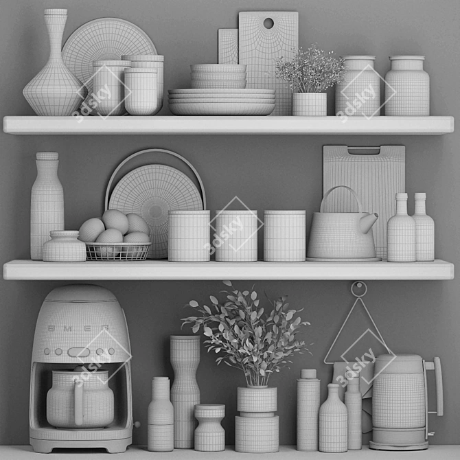 Kitchen Accessories Set 3D Model 3D model image 4