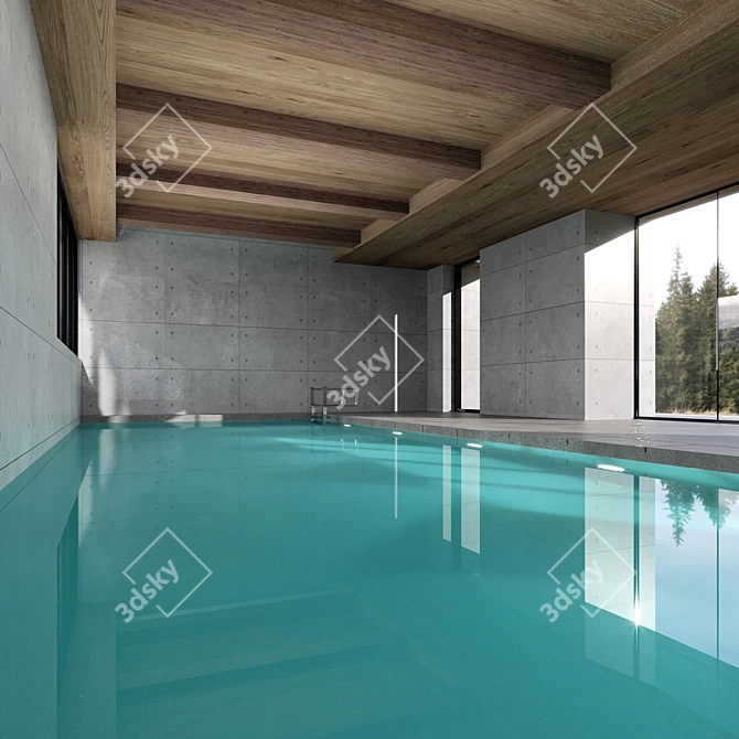 Roofed Swimming Pool Model - VRAY & CORONA 3D model image 2