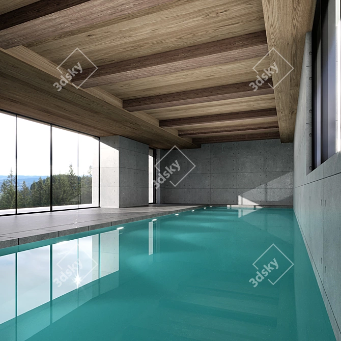 Roofed Swimming Pool Model - VRAY & CORONA 3D model image 3