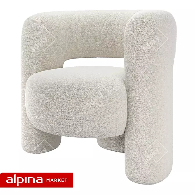 Zampa Boucle Accent Chair 3D model image 1