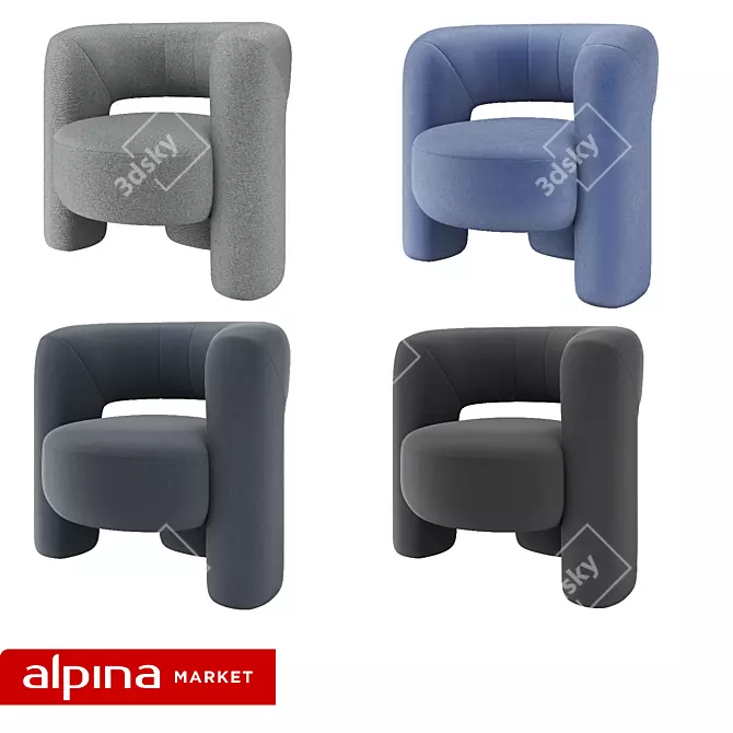 Zampa Boucle Accent Chair 3D model image 4