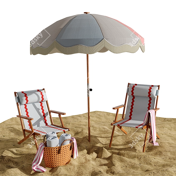 Modern Beach Lounge Outdoor Set 3D model image 1