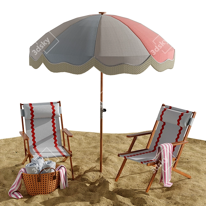 Modern Beach Lounge Outdoor Set 3D model image 3