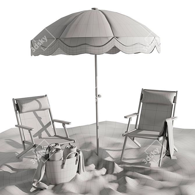 Modern Beach Lounge Outdoor Set 3D model image 4