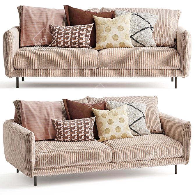 Modern Mink 3-Seater Sofa 3D model image 1