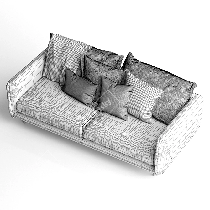 Modern Mink 3-Seater Sofa 3D model image 7