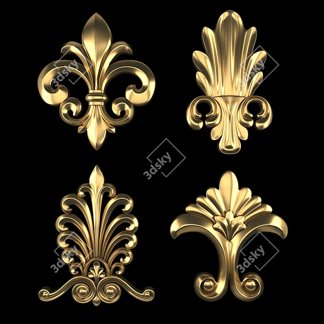 Elegant 3D Ornament Duo Render 3D model image 1