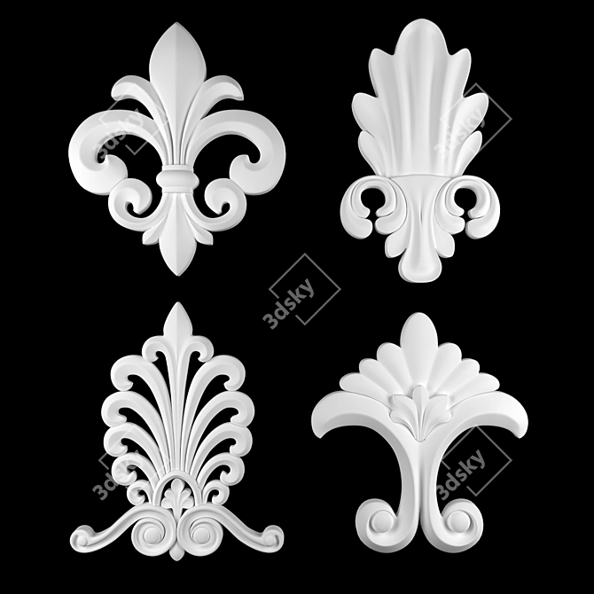 Elegant 3D Ornament Duo Render 3D model image 2