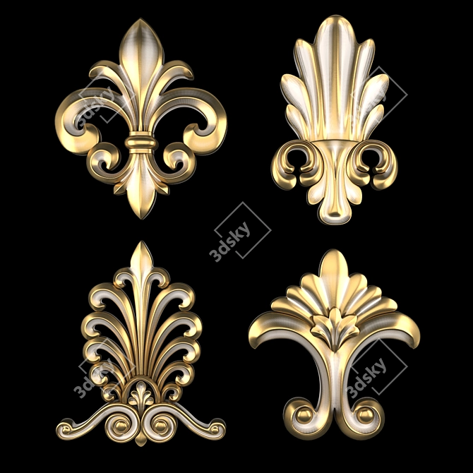 Elegant 3D Ornament Duo Render 3D model image 3