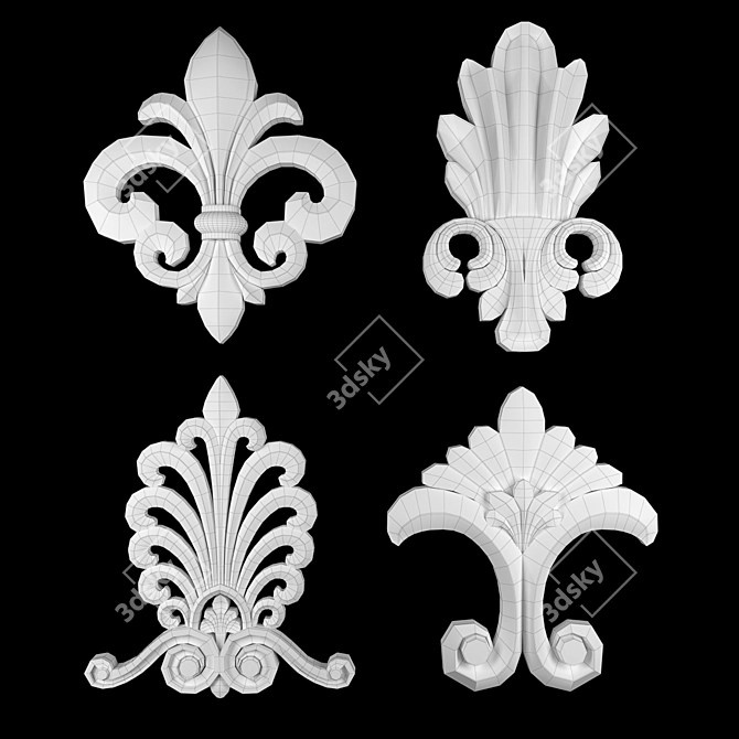 Elegant 3D Ornament Duo Render 3D model image 4