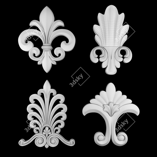 Elegant 3D Ornament Duo Render 3D model image 5