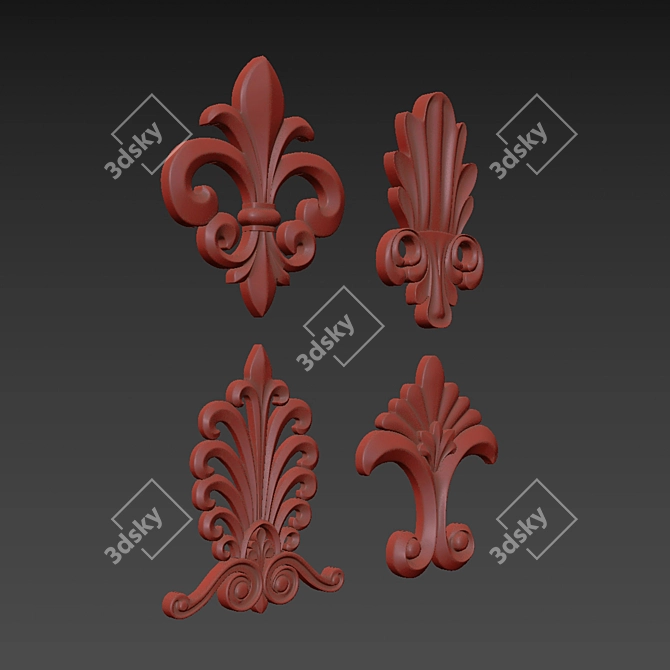 Elegant 3D Ornament Duo Render 3D model image 6