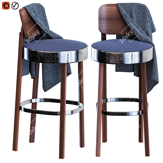 Modern Thonet Stool Design 3D model image 2