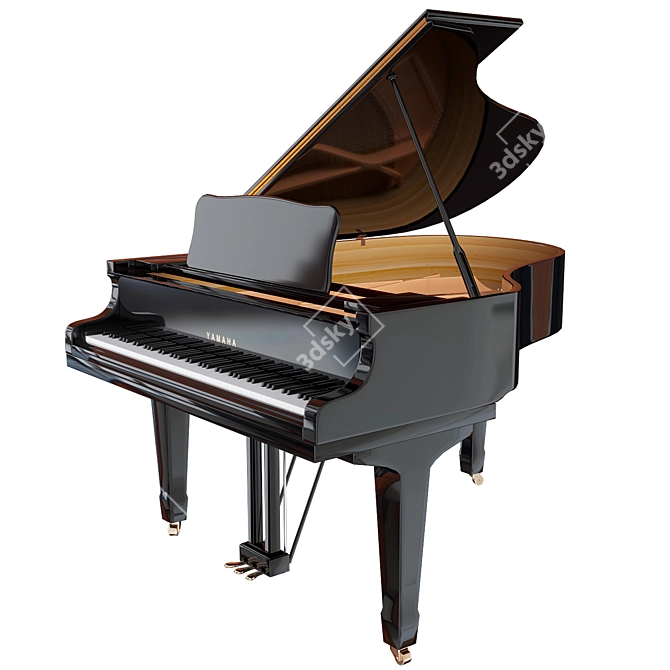 Yamaha C3 Acoustic Grand Piano 3D model image 1