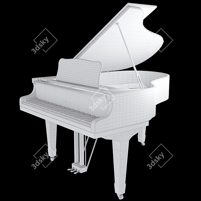 Yamaha C3 Acoustic Grand Piano 3D model image 5